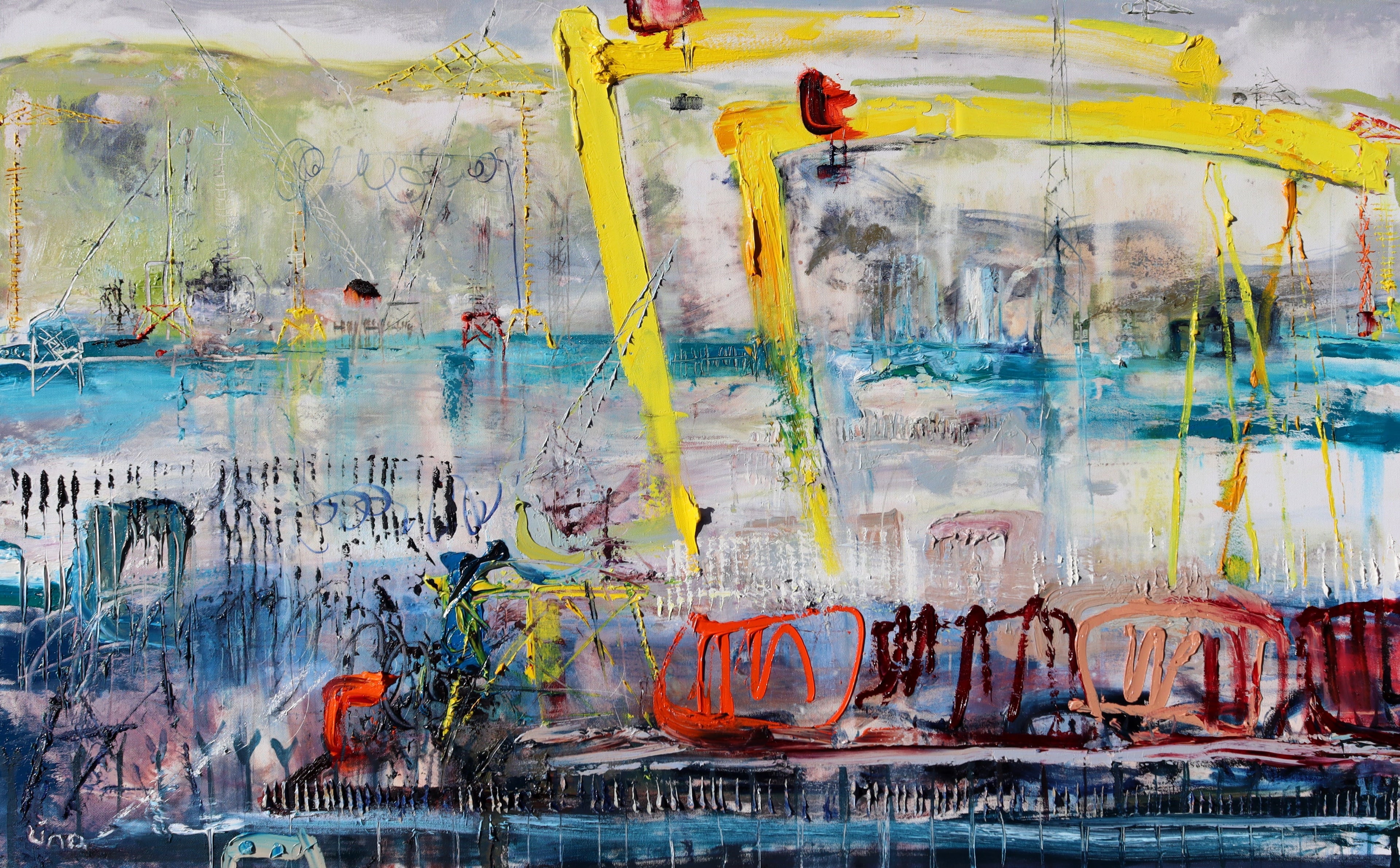 Cranes in the Docks and Shipping Containers